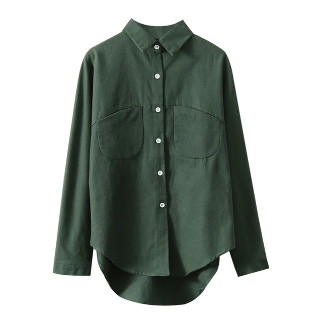 2021 Spring Women Summer Blouse Korean Long Sleeve Womens Tops And Blouses Vintage Women Shirts Blusas Roupa Feminina Tops Black Green