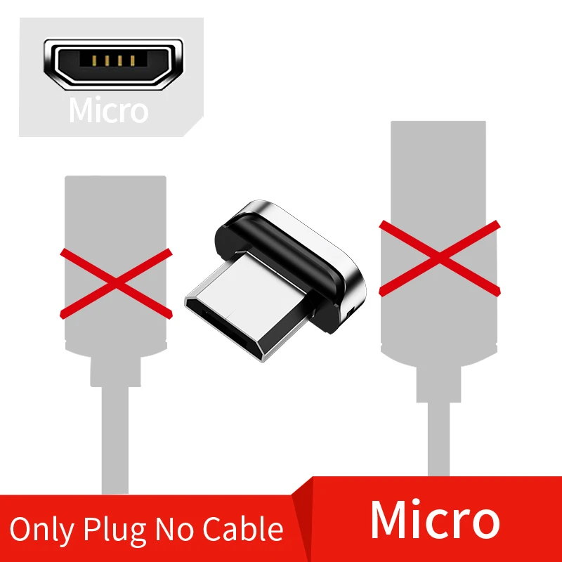 Udyr Магнитный Micro USB кабель 3A Быстрая зарядка usb type C кабель для iPhone 11 X R 7 samsung S9 Магнитный зарядный кабель для телефона - Цвет: Only Micro Plug