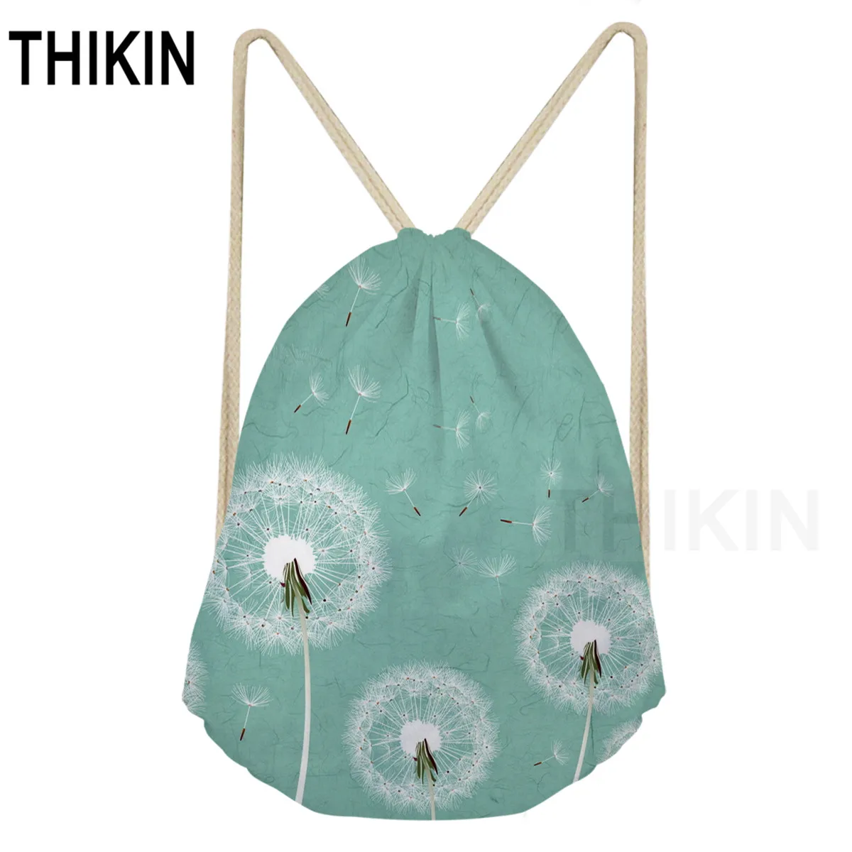 As Pictures THIKIN 3D Одуванчик узор полиэстер Луч Карман Drawstring сумка Милая Высокая емкость женский рюкзак дорожный мешочек для хранения на заказ - Цвет: As Pictures