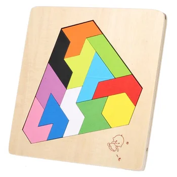

Colorful Square IQ Game Brain Teaser Wooden Tangram Jigsaw Puzzle Intelligent Educational Toys For Kids Assembly Toys