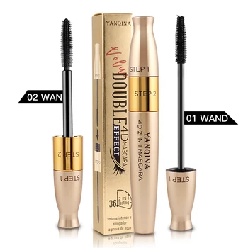 

YANQIAN Double Effect Mascara 2 In 1 4D Curling Thick Lengthening Natural Liquid Mascara False Eyelashes Waterproof Easywear