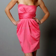 1031 прекрасные горячие продажи без бретелек естественные прямые выше колена матовые атласные платья/формальное платье в складку