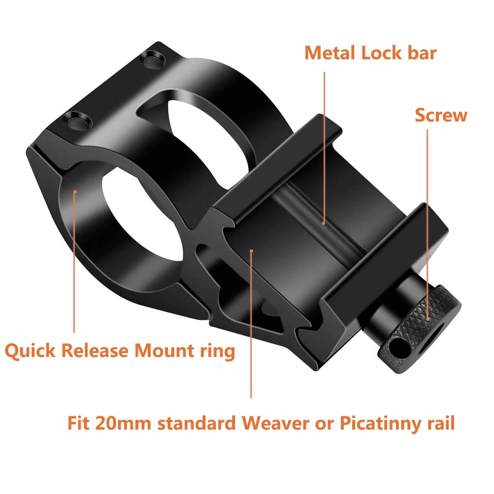 Weapon Flashlight Mount 25.4mm/30mm Quick Release Offset Holder Scope for 20mm Picatinnly Rail Hunting Gun Accessories