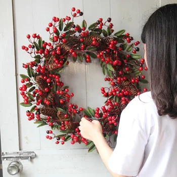 

Round Berry Garland Christmas Decoration Door Tree Hanging Ornaments Wreath