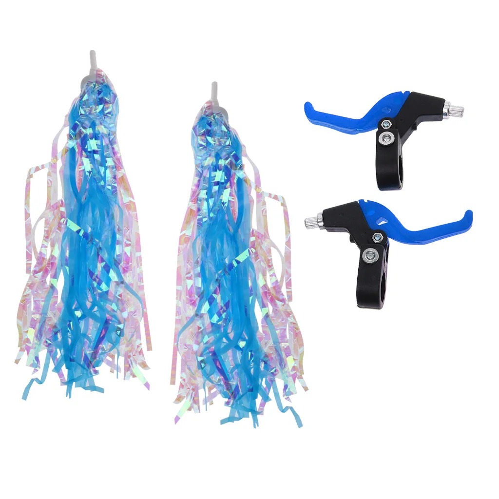 Kids Bicycle Bike Cycle Tricycle Handlebar Streamer Tassels + Brake Levers
