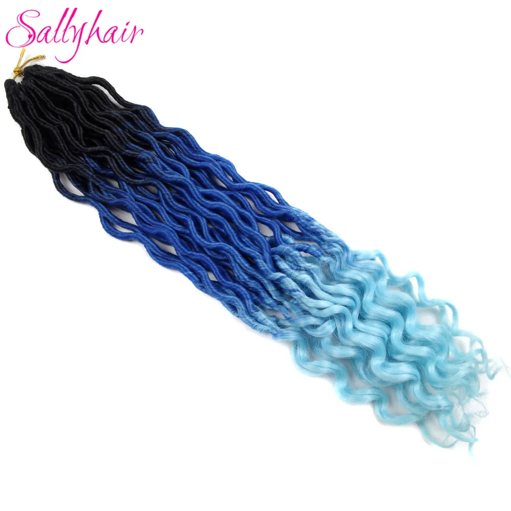 Sallyhair 24 пряди/упаковка Faux locs Curly крючком косы для наращивания волос синтетические мягкие Омбре плетение волос фиолетовый розовый свободный конец - Цвет: 4/27HL