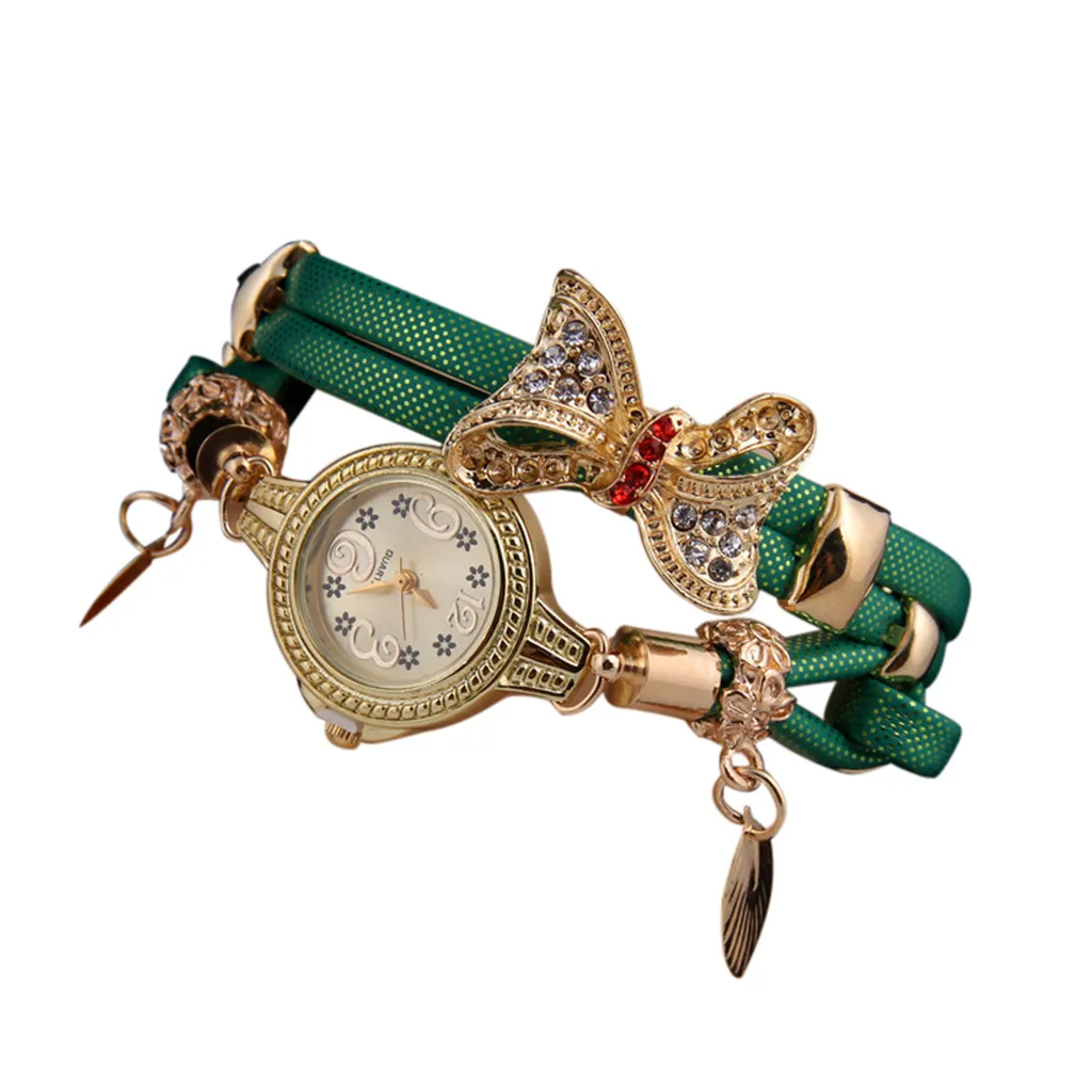 2021 New Watches Butterfly Retro Rhinestone Bracelet Watches Women Lovely Wedding Quartz Watches Часы Женские Наручные