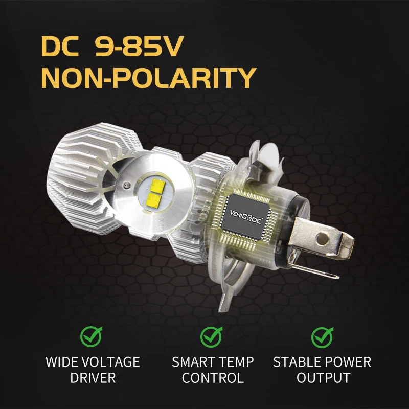 Route101 H4 LED Headlight for Motorcycle HS1 Hi/Lo Headlamp S2 H6 BA20D LED Moto White 12V Bulb 9-85V Motorbike Scooter ATV Lamp