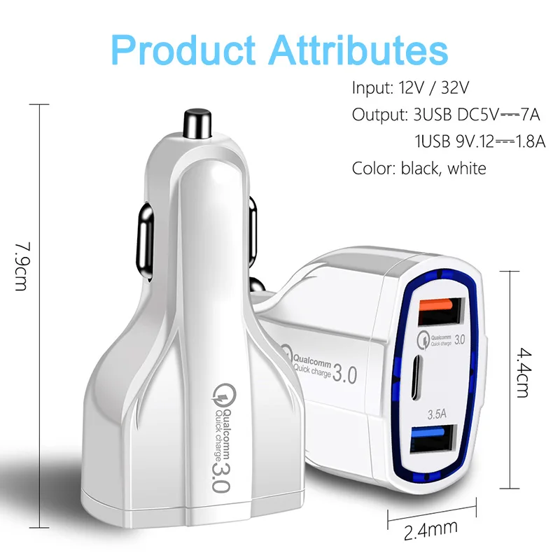 USB C автомобильное зарядное устройство Quick Charge 3,0 18 Вт Тип C PD Быстрая зарядка для автомобильного телефона зарядное устройство адаптер для iPhone 11 samsung Xiaomi Redmi