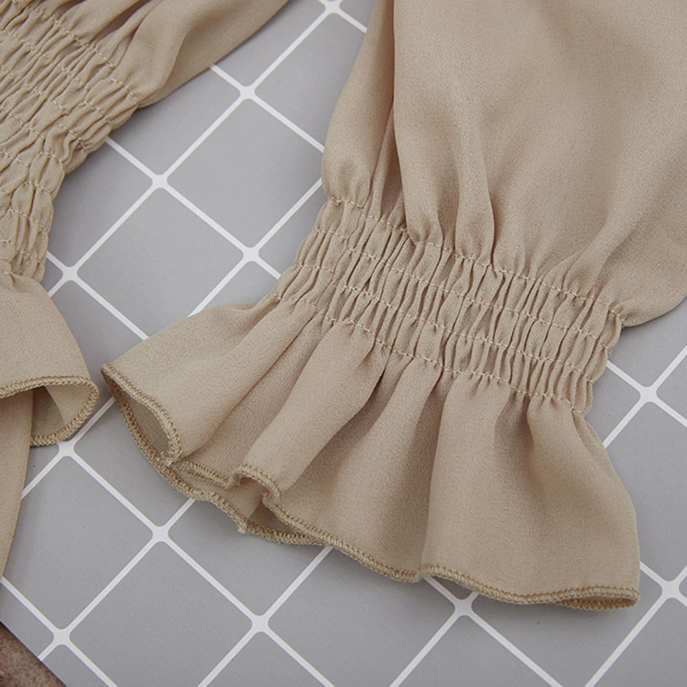 Women Fall Long Sleeve Dress Elegant Party Female Chiffon Dress O Neck Solid Pleated Casual Office Winter Vestidos Mujer 807