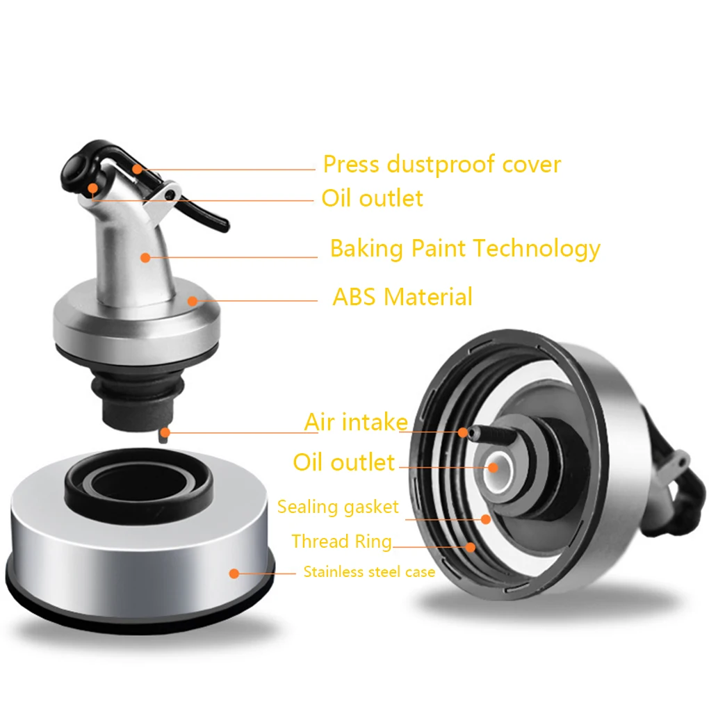 Stainless Steel Oil Bottle Leak-proof Stopper Kitchen Olive Oil Bottle Spout Liquor Dispenser Cap Wine Pourers Flip Top