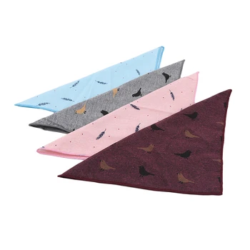

New Brand Men's Pocket Square Handkerchief Design Cotton Printed Bird Feather Soft Light Elegant Handmade Wedding Party