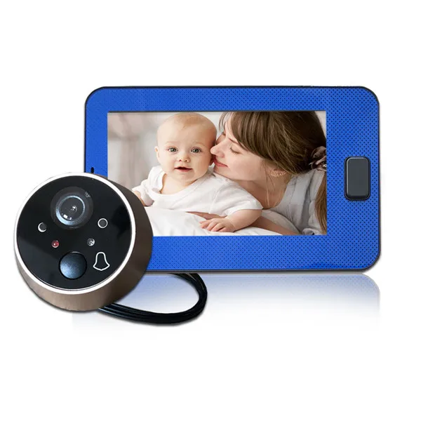 Blue OWGYML 4,3 дюймов цветной экран дверной глазок камера видео дверной звонок со светодиодный подсветкой Видео дверной зритель наружная безопасность мини-камера - Цвет: Blue