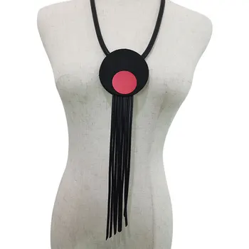 

YD&YDBZ NEW VINTAGE TASSEL Statement Necklace Women's Wear With Sweater Chains Black Pendant Rubber Jewelry Gifts