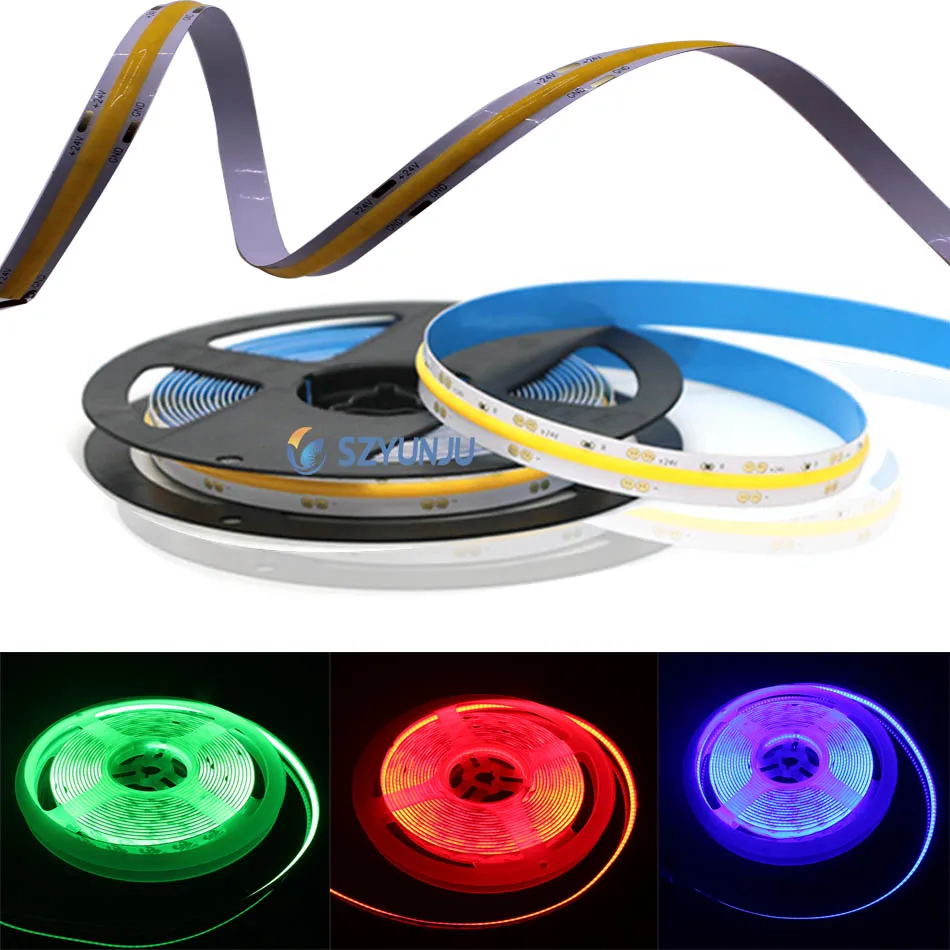 

FCOB LED Strip Light 384 LEDs/m High Density Flexible FOB COB Led Lights Warm/Nature/Cool White Linear Dimmable DC12V IP65