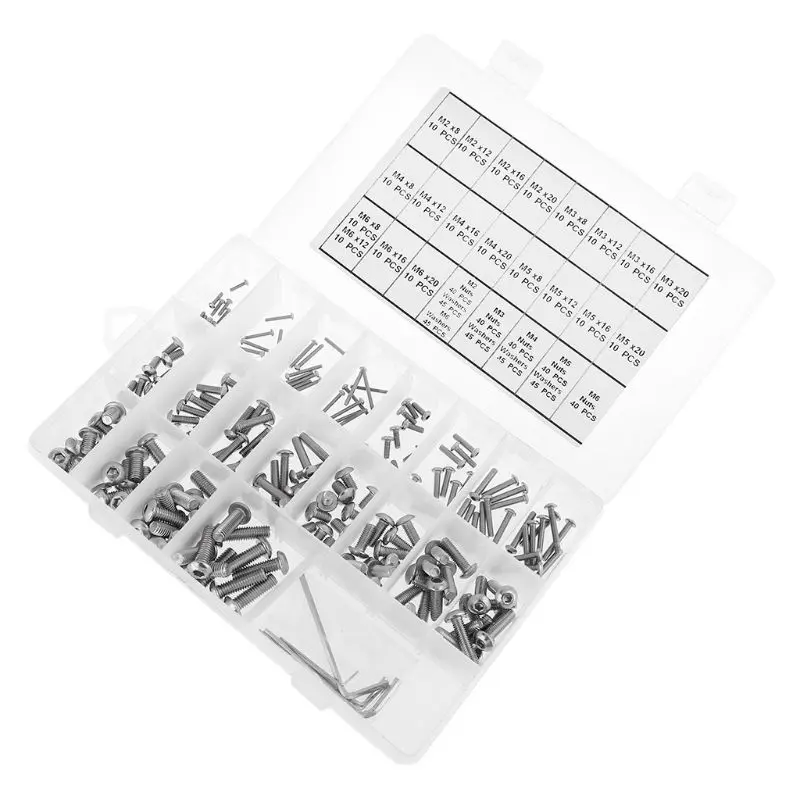1 Box 625 шт./кор. шестигранный Набор торцевых головок винтов болты гайка M2 M3 M4 M5 M6 Нержавеющая сталь прокладка комплект крепежа - Цвет: 1 Box
