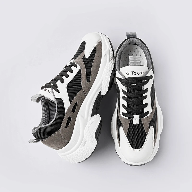 Hemmyi Chunky Sneakers Women 6CM Increased Thick Bottom Platform Women Casual Shoes Breathable Mesh Shoes Woman Beige