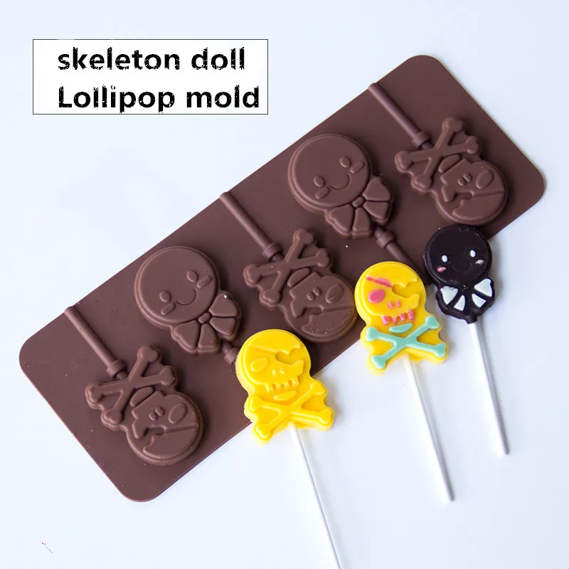 

HEARTMOVE 1PCS Food Grade Smile Face Silicone Mould DIY Skull Shape For Chocolate Lollipop Mold Cake Tool Jelly Ice Cookie Mold