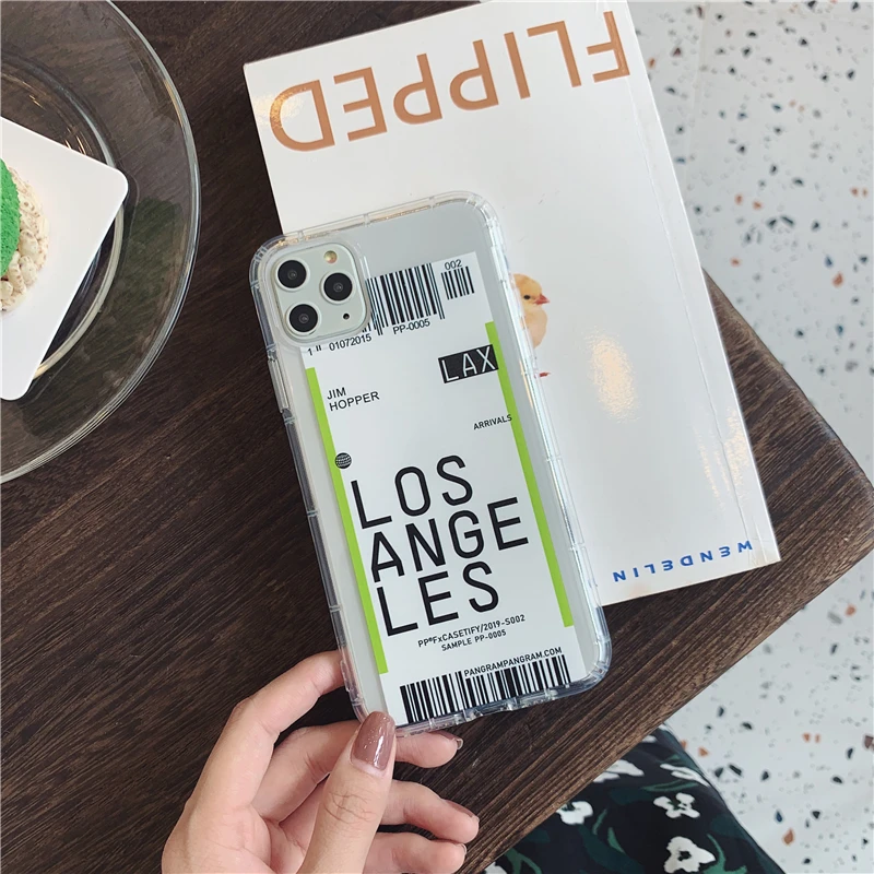 2 Ins US City Label штрих-код чехол для телефона для iPhone 11 Pro Xs MAX XR X 6 s 7 8 plus простая буква Нью-Йорк прозрачный мягкий кремний чехол - Цвет: 2