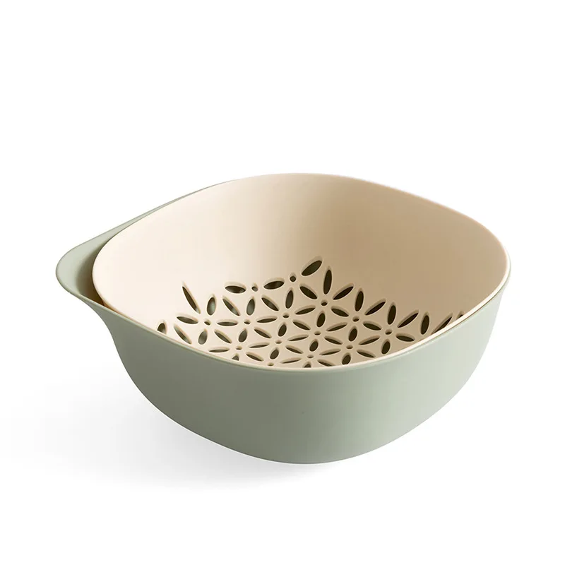 Double-drain Basket Washing Vegetables Blue Environmental Protection Materials Fruit and Vegetable Baskets Kitchen Supplies - Цвет: 2