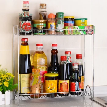 

2-Layers Stainless Steel Detachable Storage Shelf Rack Home Kitchen Seasoning Holder Organizer