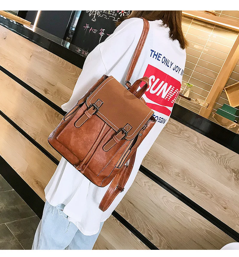 LIKETHIS рюкзак из искусственной кожи, Женская одноцветная школьная сумка через плечо, высококачественный рюкзак Rugzak, мягкий, Лидер продаж, водонепроницаемый