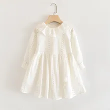 Г. Весенние модные белые открытые платья принцессы для девочек; детское платье с длинными рукавами; 5 шт/лот;