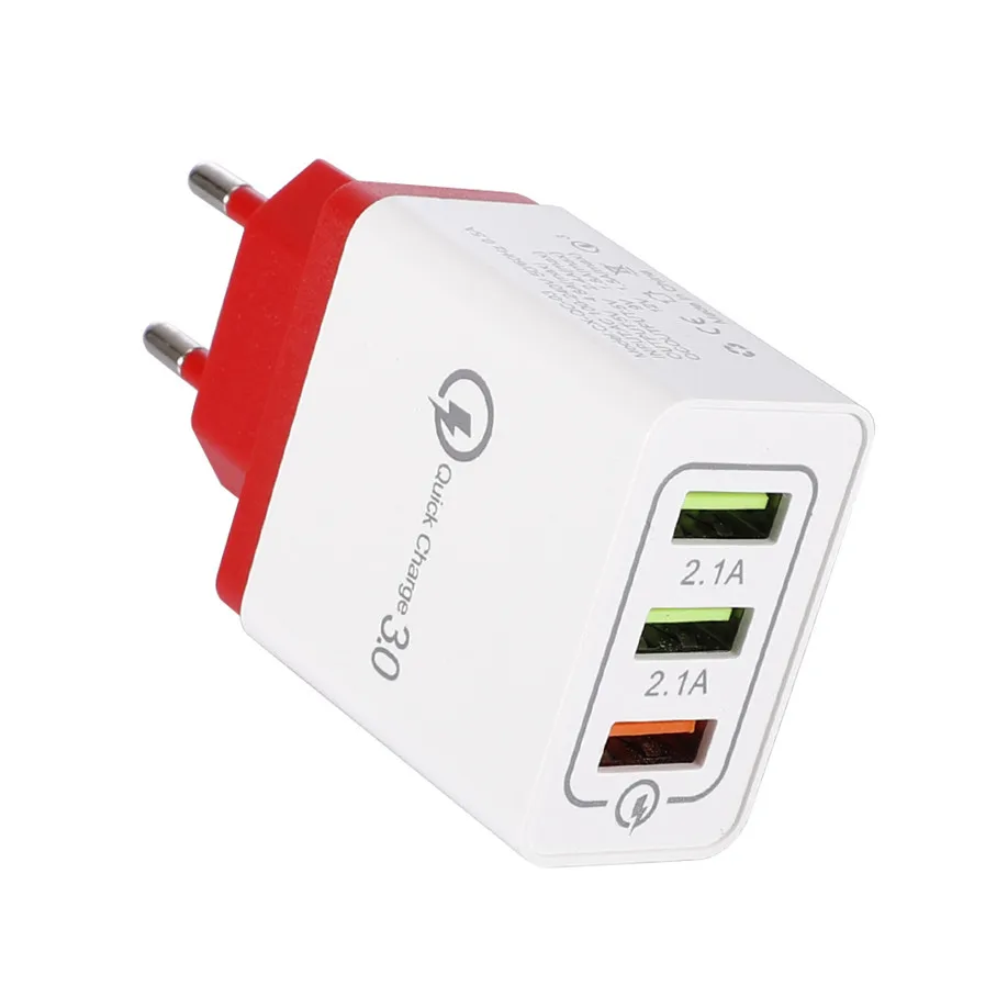 red 3USB 3 порта QC3.0 быстрое зарядное устройство 18 Вт QC 3,0 USB быстрая зарядка Поддержка умный адаптер быстрой зарядки для SAMSUNG IPHONE HUAWEI - Цвет: red