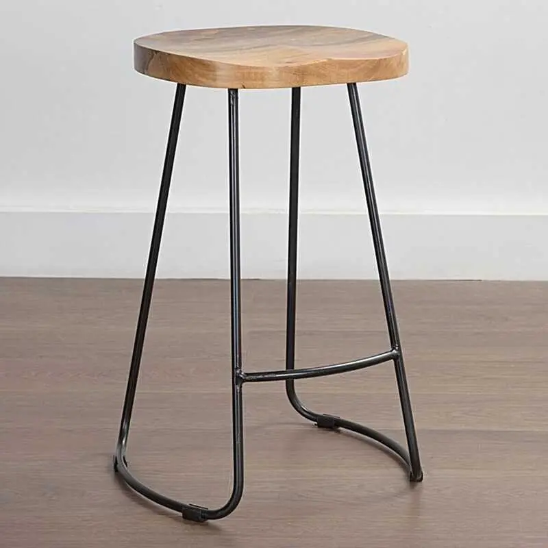 

European Style Modern Wood S Shape Surface Bar Stool Fashion Cafe Bar Stool Iron Solid Wood High Barstool Home Footstool 4 Size