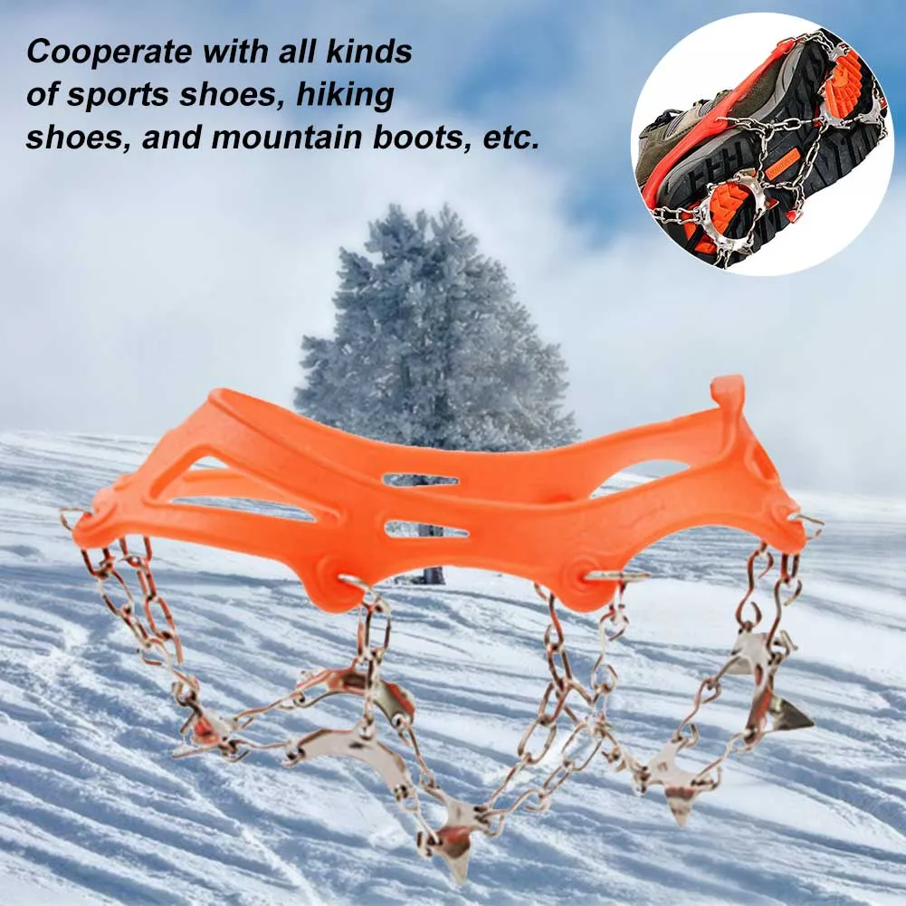 

1 Pair Crampons Walking Stainless Steel Hiking 13 Teeth Ice Grip Winter Antiskid Shoe Cover Snow Sports Outdoor Climbing Spikes