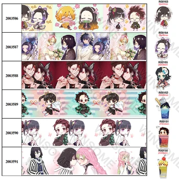 

new cute Japanese cartoon printed grosgrain ribbon 10yards,planar resins 30 pcs