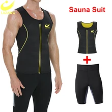 LAZAWG  Mens Sauna Sweat Suits Neoprene Top and Slimming Pants Waist Trainer High Waist Slimming Body Shaper Fitness Vest