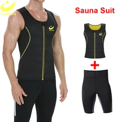 LAZAWG  Mens Sauna Sweat Suits Neoprene Top and Slimming Pants Waist Trainer High Waist Slimming Body Shaper Fitness Vest