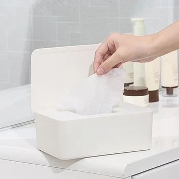 

Hot Dustproof Tissue Storage Box Case Wet Wipes Dispenser Holder with Lid for Home Office D6