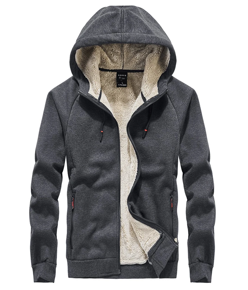 Новая зимняя куртка мужская 6XL 7XL 8XL теплая Толстая флисовая куртка с капюшоном ветровка кардиган толстовки на молнии Мужская парка пальто - Цвет: dark grey