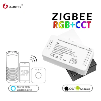 

zigbee 3.0 wireless RGB+CCT led controller 2ID Dimmer led strip controller wireless group LED light bar connector DC12-24V alexa