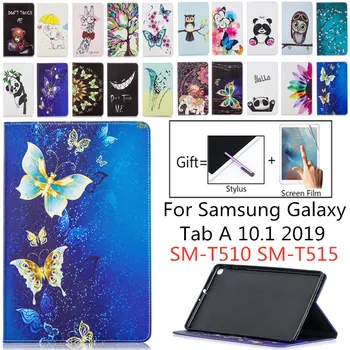 

Case For Samsung Galaxy Tab A 10.1 2019 T510 T515 SM-T510 SM-T515 Cover Funda Tablet Fashion Painted Bear Owl Stand Shell + Film