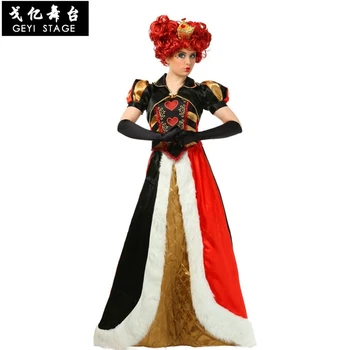 

2019 Adult Women Alice in Wonderland Queen of Hearts Costume cosplay halloween Christmas Carnival Fantasia Party Dress Outfits