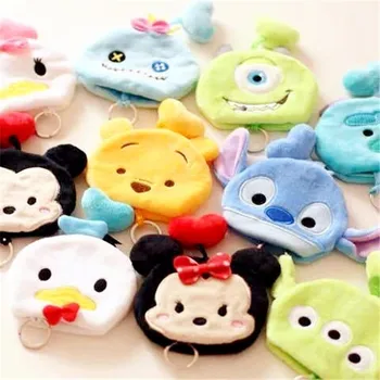 

Disney Key Wallets tsum Mickey Cartoon Minnie Stitch Creative Pull Key Case Large Capacity Car Keychain