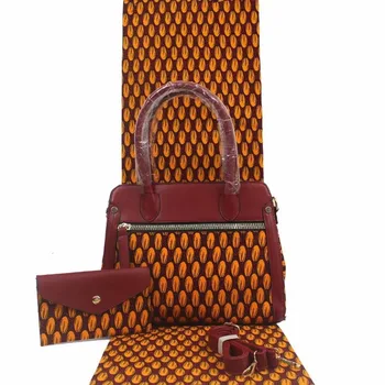 

Yellow African Wax Print Ankara Fabric Handbag Set, African Prints Wax Bags(1 Big+1small) And Fabrics For Wedding Party YB-18