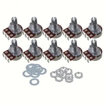 

Yibuy A10k Short Split Shaft Audio Taper Push Pull Potentiometer - Set of Ten Chrome
