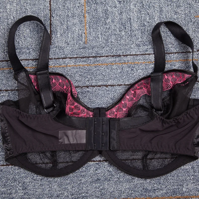 Women's Full Coverage Non Padded Underwire Lace Sheer Unlined Bra Female Sexy Lingerie 34 36 38 40 42 D DD E F FF G