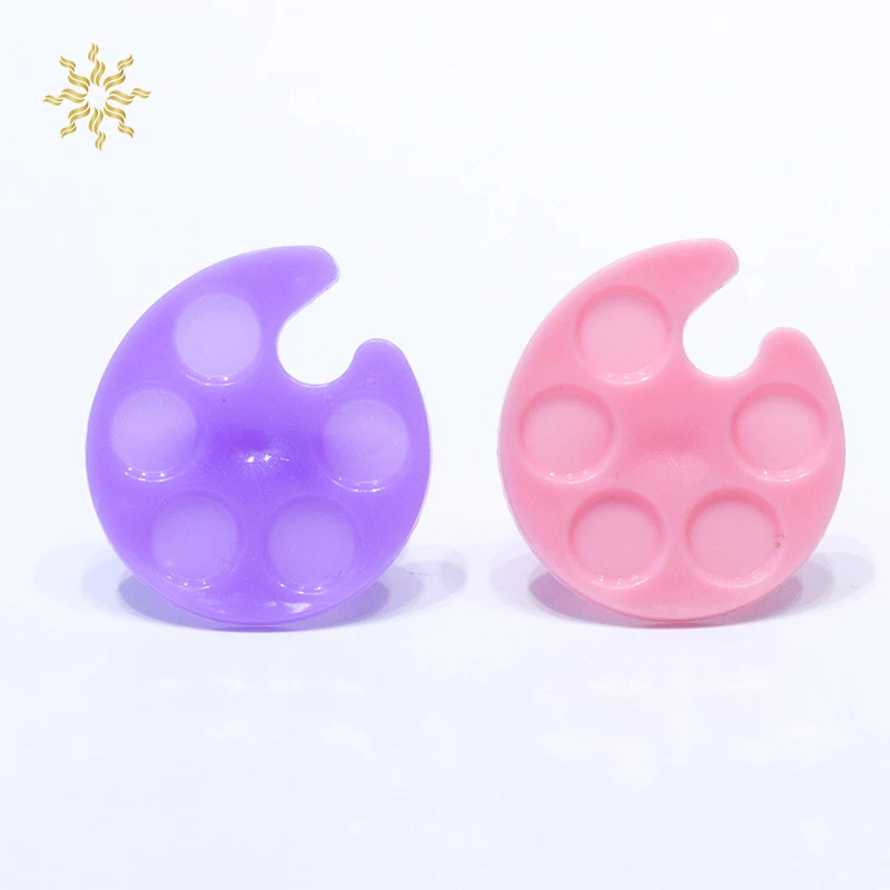 1 Pc 플라스틱 미니 손가락 반지 네일 팔레트 요리 폴란드어 그림 도구 손톱 플레이트 안료 홀더 매니큐어 액세서리 네일 도구