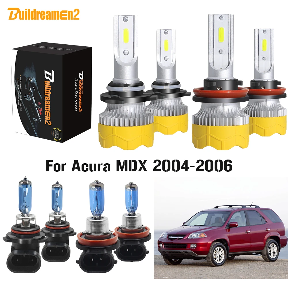 Buildreamen2 4 Pieces Car Styling Headlight High Low Beam 9005 H11 LED Halogen Headlamp White 12V For Acura MDX 2004 2005 2006 | Автомобили