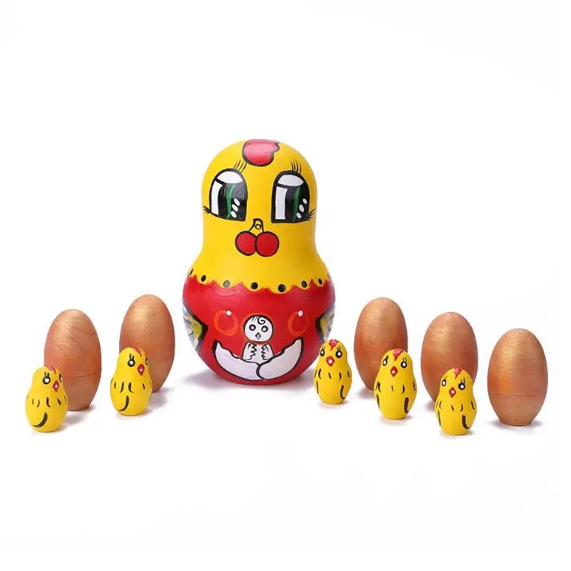 

1 Set Creative Russian Matryoshka Can Lay Eggs Wooden Nesting Dolls Crafts Wooden Toys Doll Set for Kids Birthday Gifts