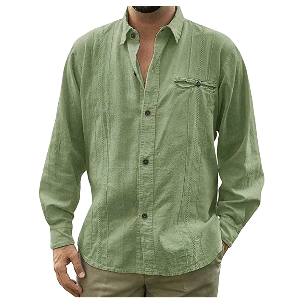 Модные мужские рубашки camisa повседневные с длинным рукавом мужские blusetop с отложным воротником на пуговицах однотонные пляжные рубашки мужские рубашки