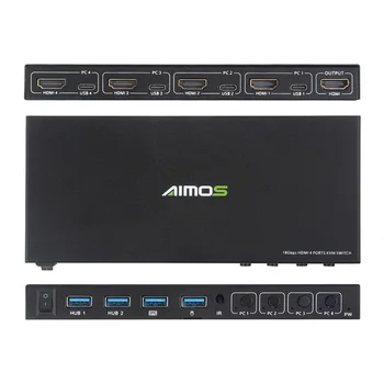 

4 Ports HDMI KVM Switcher HDMI 2.0 Screen Switcher Shared Monitor Keyboard Mouse Adaptive 18Gbps 4K 60Hz Ultra HD Metal Case