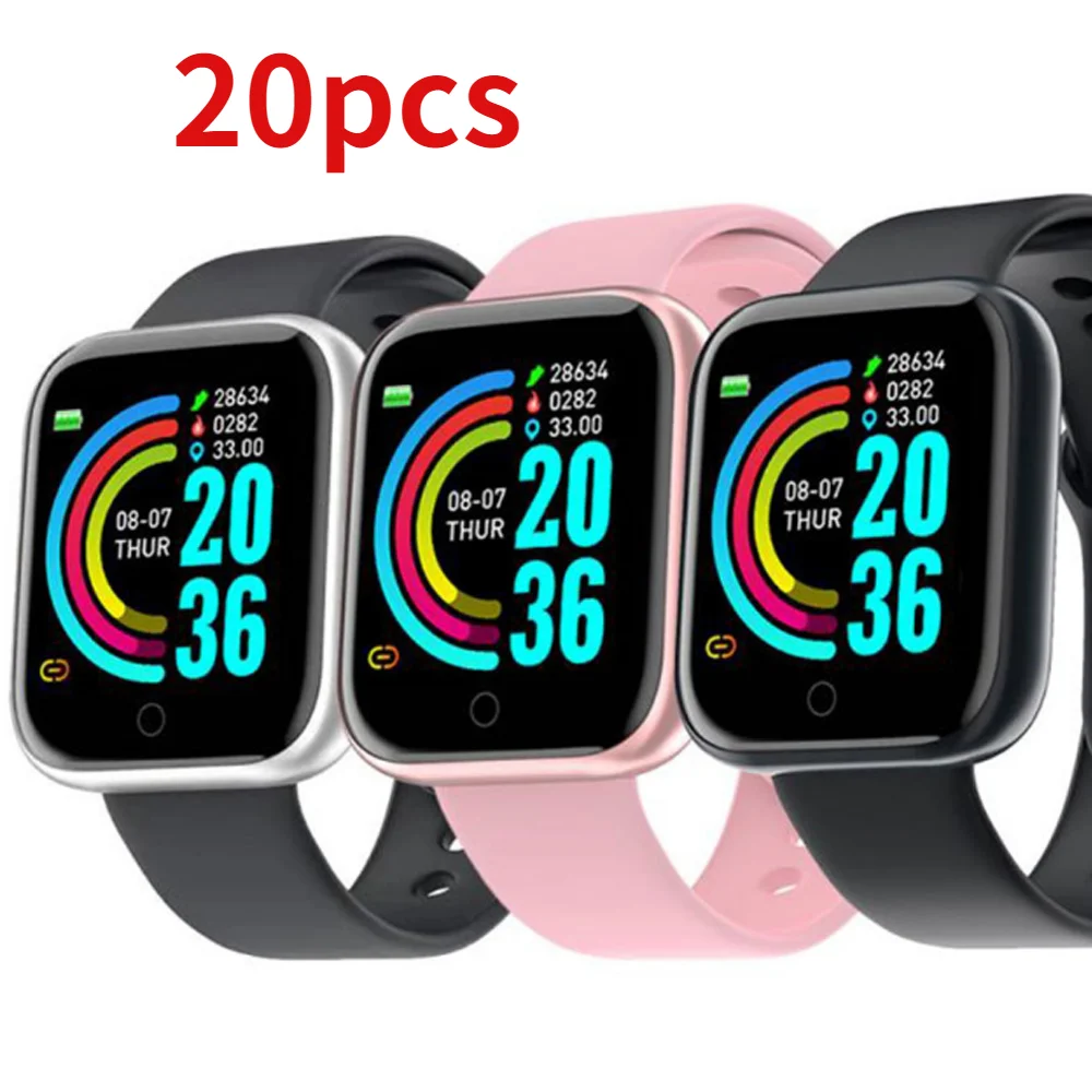 20pcs Y68 D20 Smart Watch Waterproof Bluetooth Blood Pressure Fitness Tracker Heart Rate Monitor Smartwatch For All smartphone