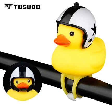 TOSUOD bicycle small yellow duck with helmet road bike motorcycle bell children riding horn lamp bicycle bell
