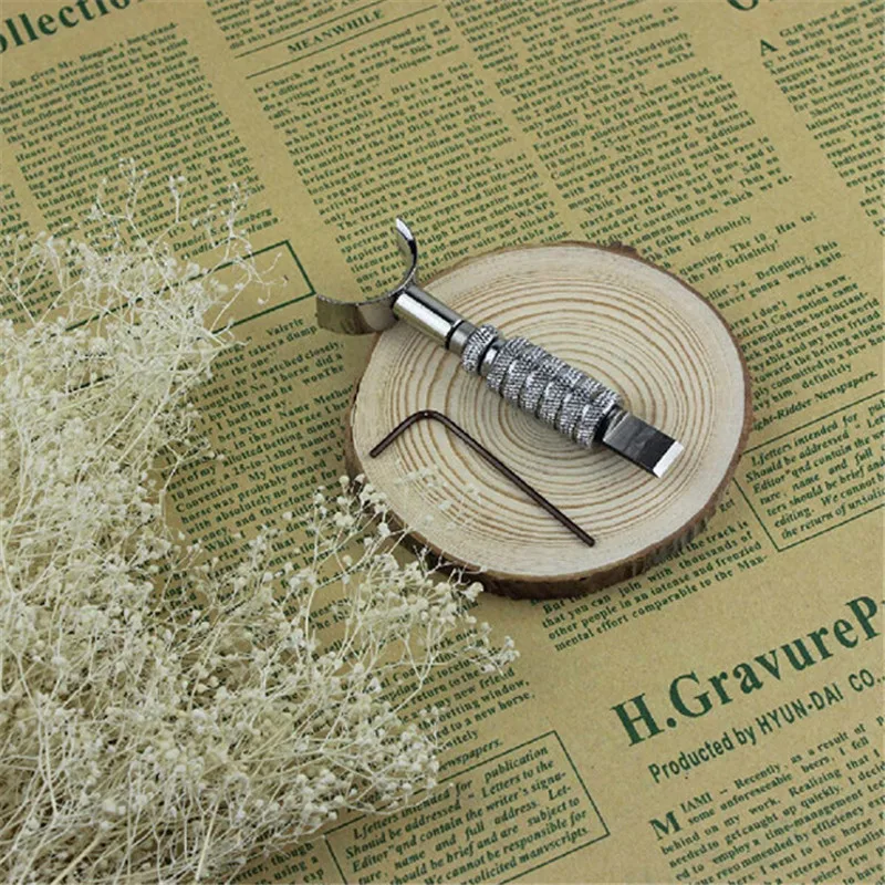 Вращающийся нож для резьбы W лезвие DIY ручной работы Регулируемый медный поворотный кожаный инструмент Серебряный швейный аксессуар EJ878037